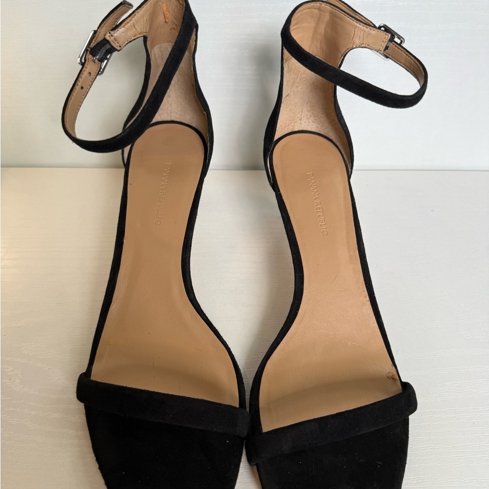 Banana Republic Black Suede Ankle-Strap Heels